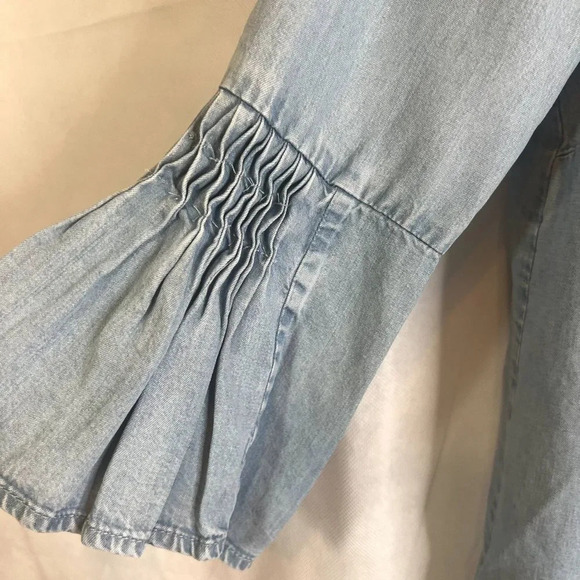J Jill Denim Tencel‎ Blouse Flare 3/4 Bell Sleeve Size XSP - Picture 4 of 9